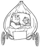 coloriage shrek et fiona dans le carrosse des maries